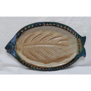 Studio Pottery Fish Platter - Artist Signed Chadwick - 14" x 9" - Plate Decor